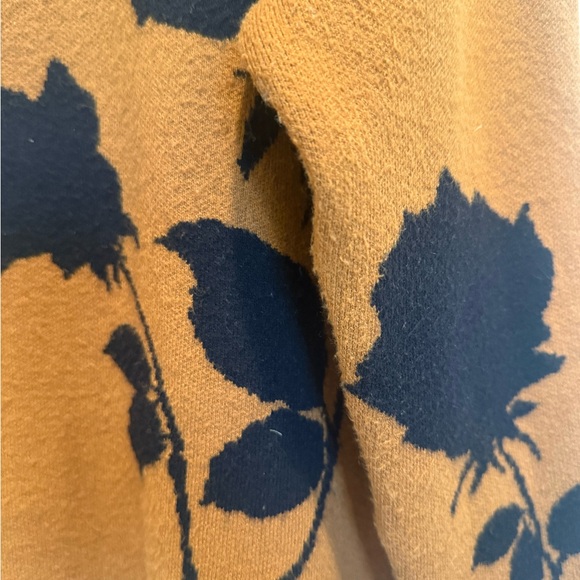 MAEVE for ANTHROPOLOGIE Carys Mock Neck Sweater in Brown & Black Floral XS - Picture 4 of 7